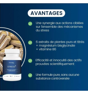 Stress8 – 8 Actifs Naturels pour Réduire le Stress & Favoriser la Relaxation | Complément Vegan | Dynveo