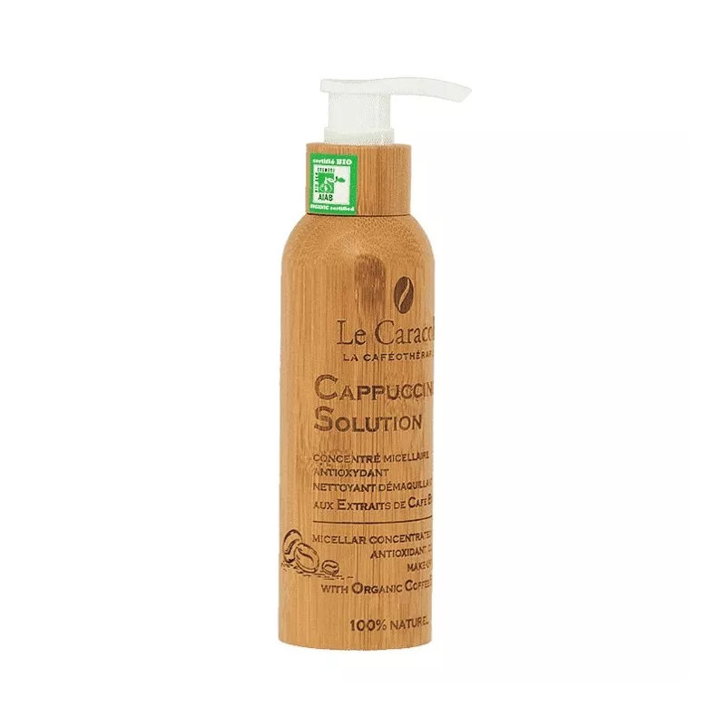 Cappuccino – Solution Nettoyante & Démaquillante aux Extraits de Café Bio 120mll Cappuccino – Solution Nettoyante & Démaquillante aux Extraits de Café Bio 120mll