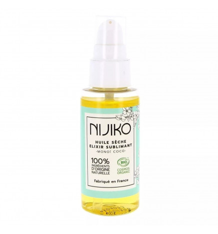 Huile Sèche Bio Monoï & Coco – huile naturelle hydratante, nourrissante et sublimatrice pour corps et cheveux