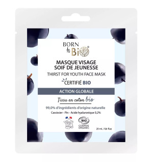 Masque Visage Soif de Jeunesse – Hydratant Repulpant au Coton Bio